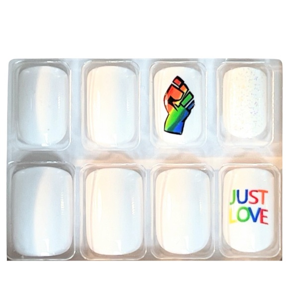NIB KISS Special Design Fake Nails, Short SD13X - Just Love 28 Ct Rainbow Pride - Picture 3 of 13